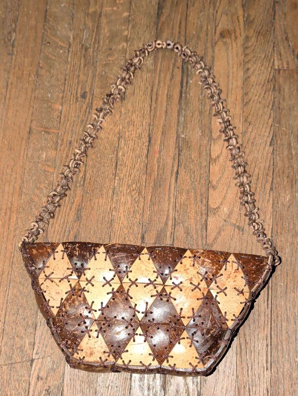 Vintage Coconut Trapezoid Shaped Handmade Bag